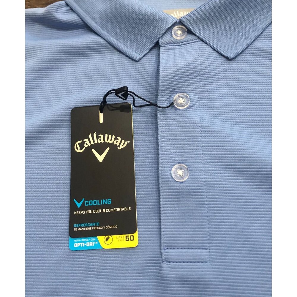 Callaway Opti Dry Mens Medium Blue Short Sleeve Golf Polo Shirt New with Tags - Picture 2 of 5